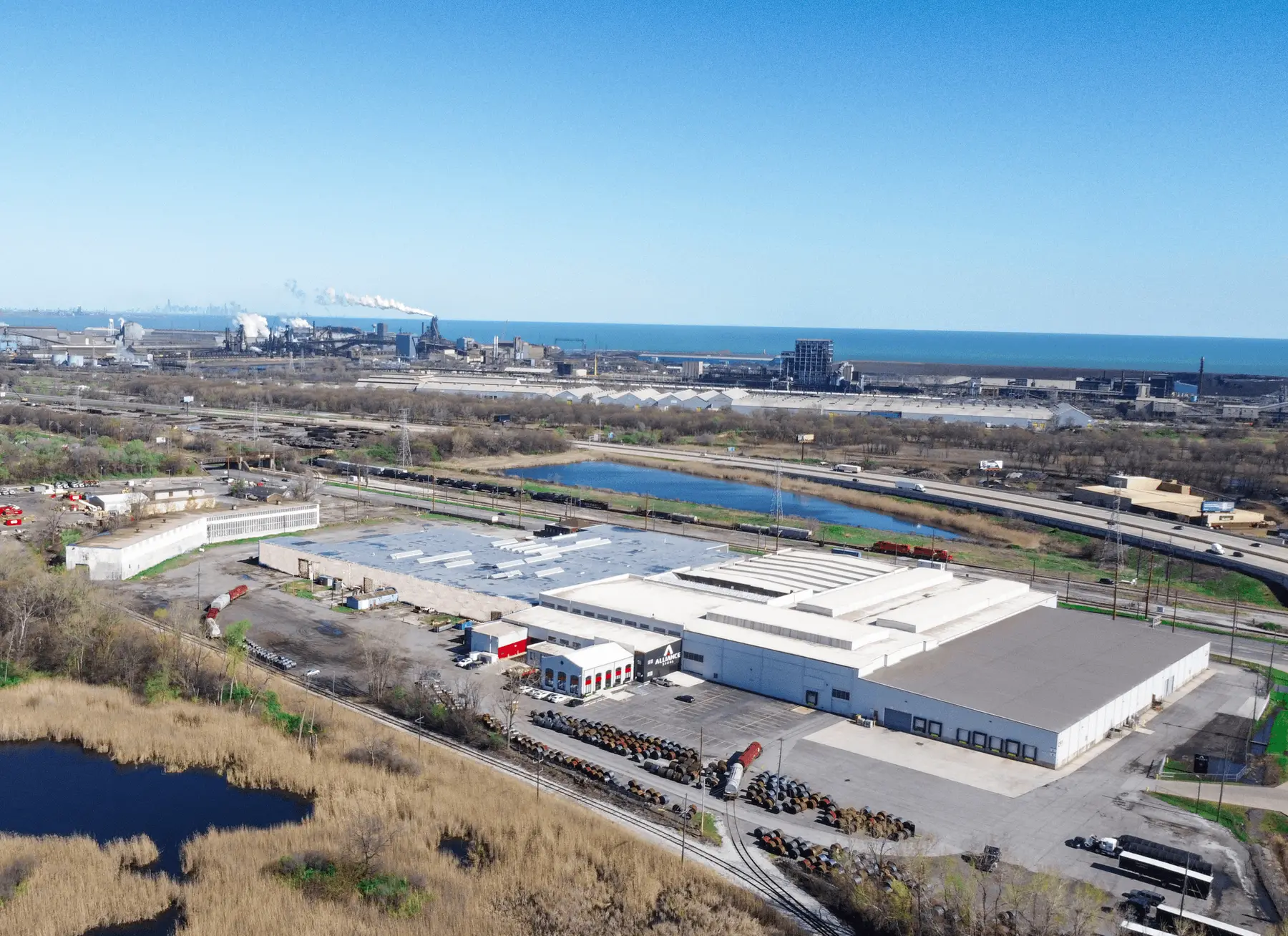 Aerial view of Alliance Steel's headquarters and processing facility in Gary, Indiana