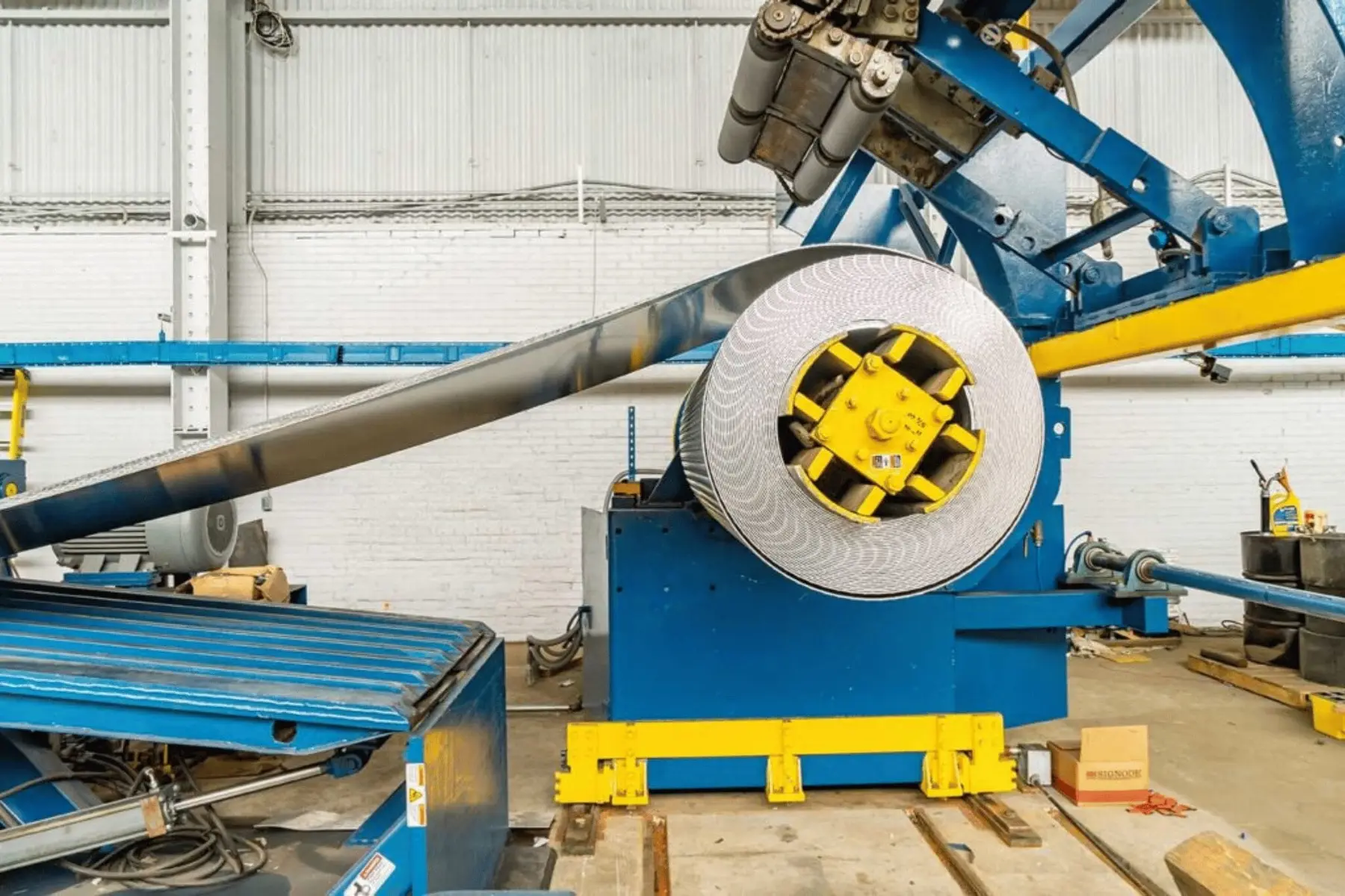 Stainless coil feeding the uncoiler of an Amerinox Processing line in Camden