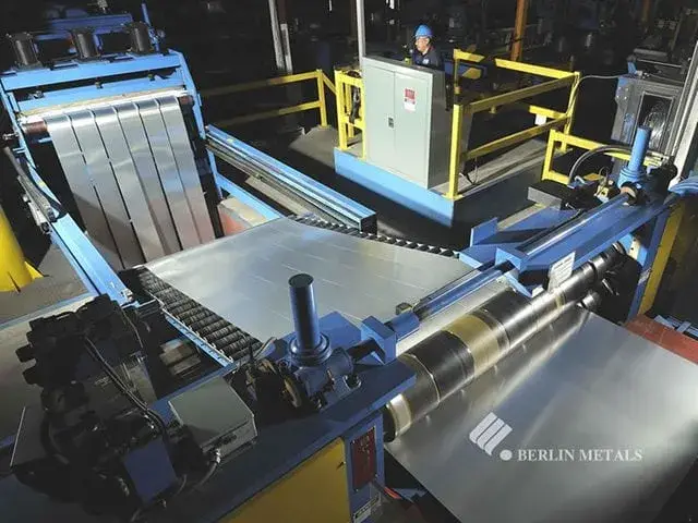 Coil slitting line threading light-gauge strip at the Hammond, Indiana plant