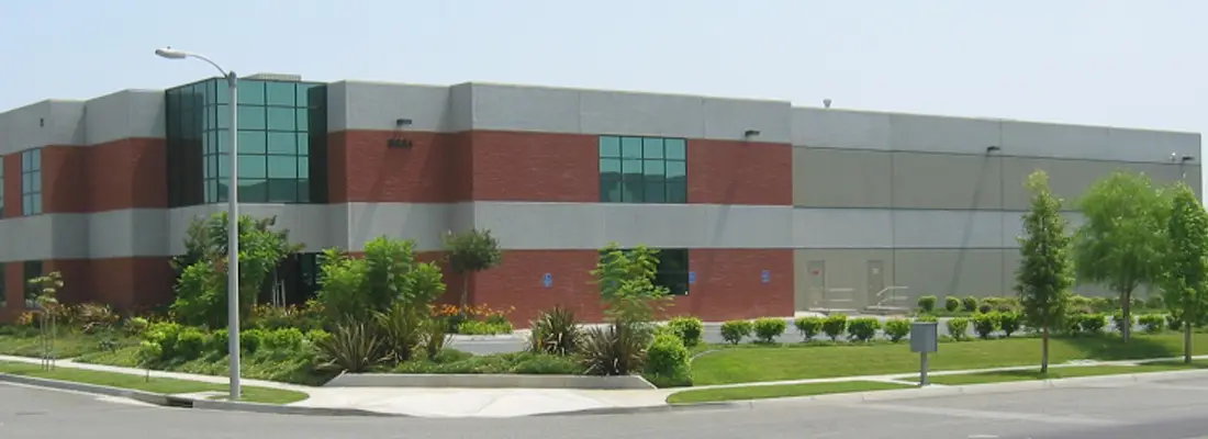 Brown Metals Company's two-story brick and concrete building on White Oak Avenue in Rancho Cucamonga