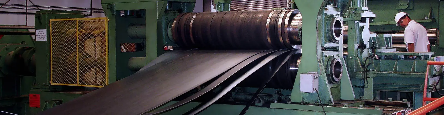 Hot-rolled steel strip coming off the slitter heads at California Steel Services in San Bernardino