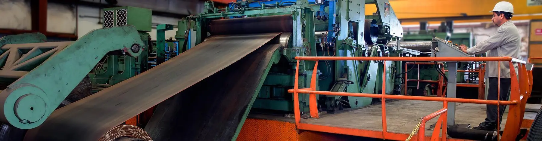 Hot-rolled coil running through California Steel Services' equalizing line