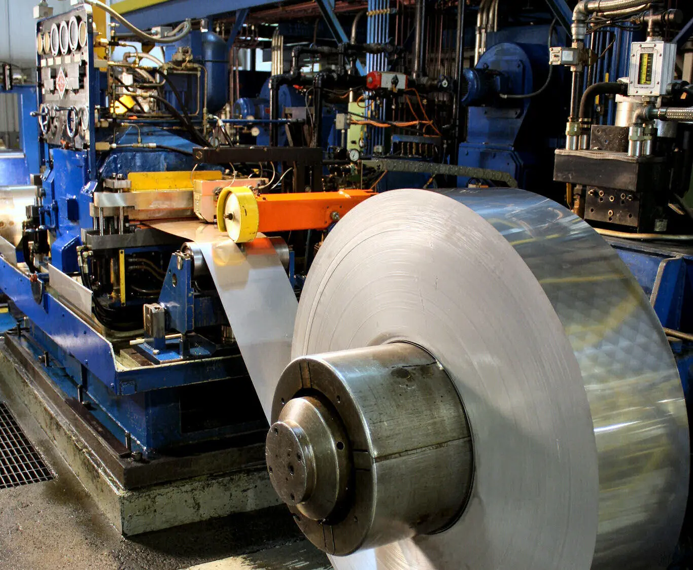 Stainless strip coiling off a rolling line at Eagle Metals' Leesport mill