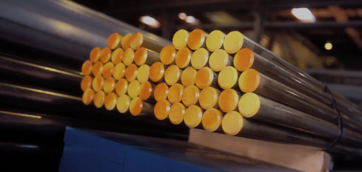 Bundles of EMJ steel bar with color-coded painted ends