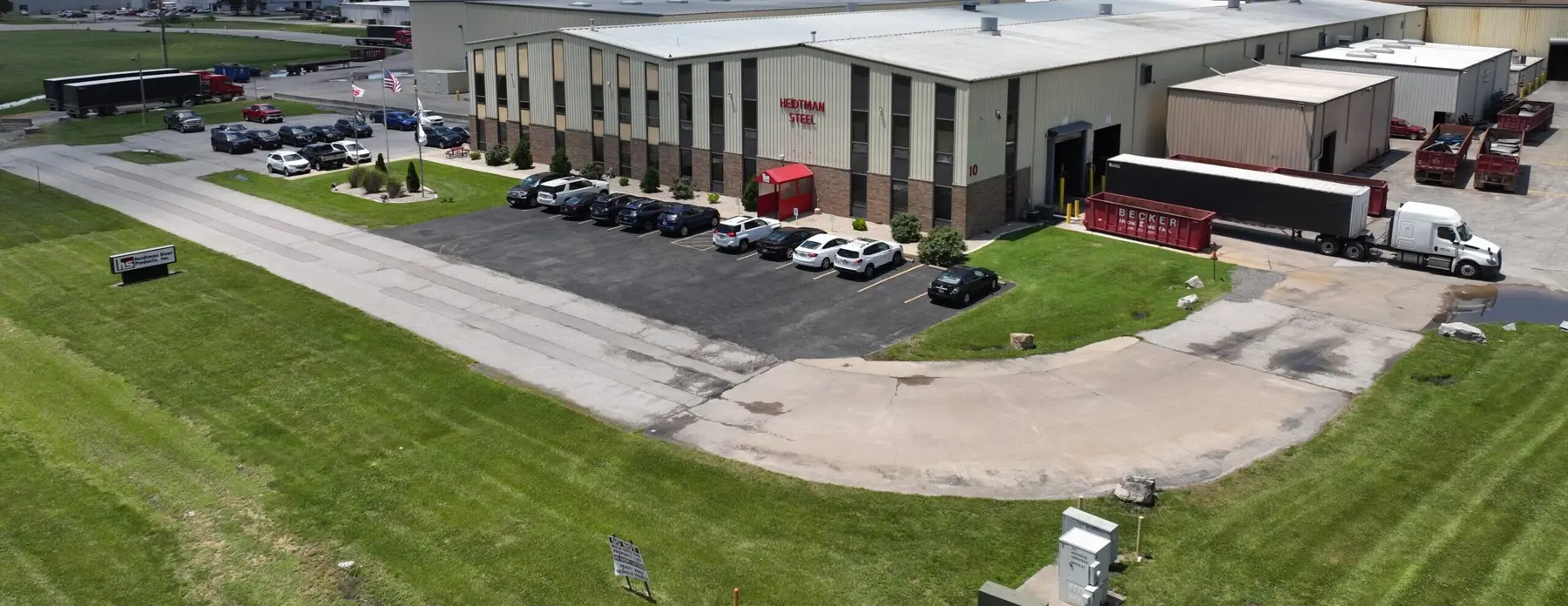 Aerial view of the Granite City, Illinois processing plant, offices and truck yard