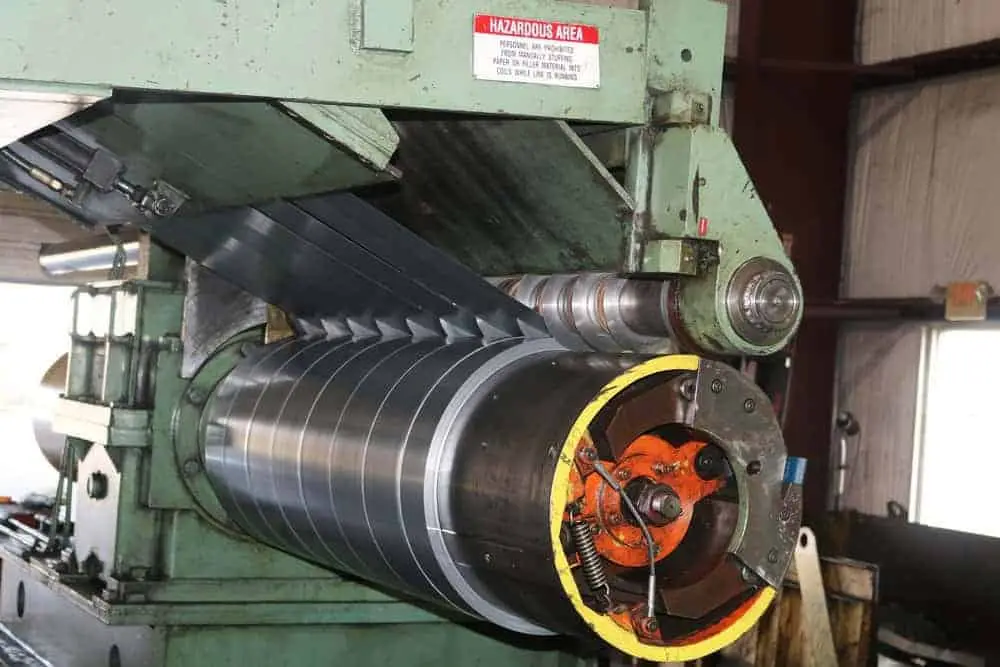 Slit steel strands winding onto the recoiler of a slitting line