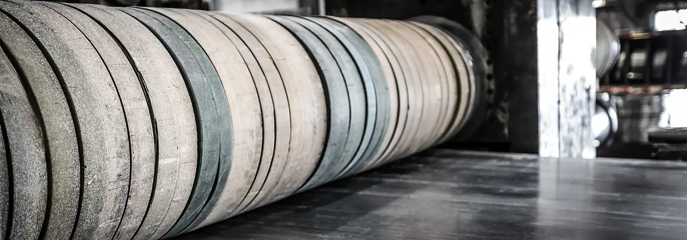 Slit steel coil mults lined up on a slitting line at Mississippi Steel Processing
