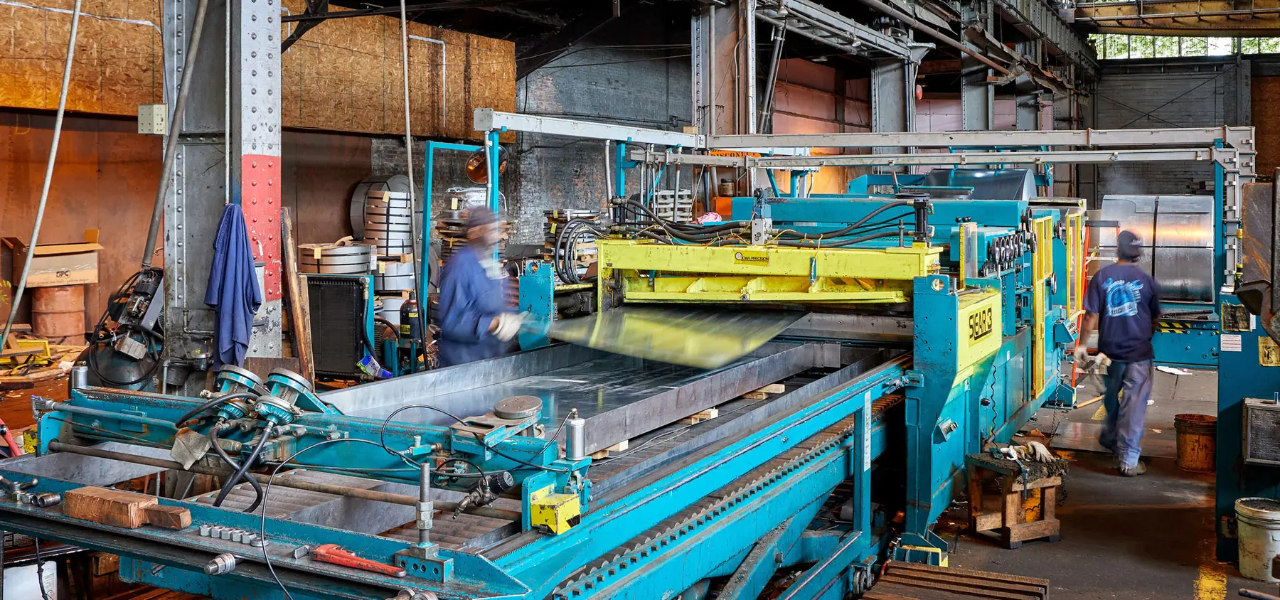 Cut-to-length line producing flat steel sheets in the Cleveland plant