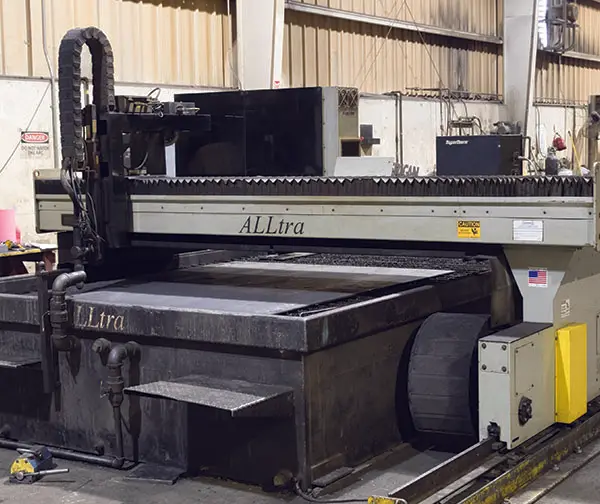 SteelMart's CNC bevel plasma cutting table on the Tucker plant floor