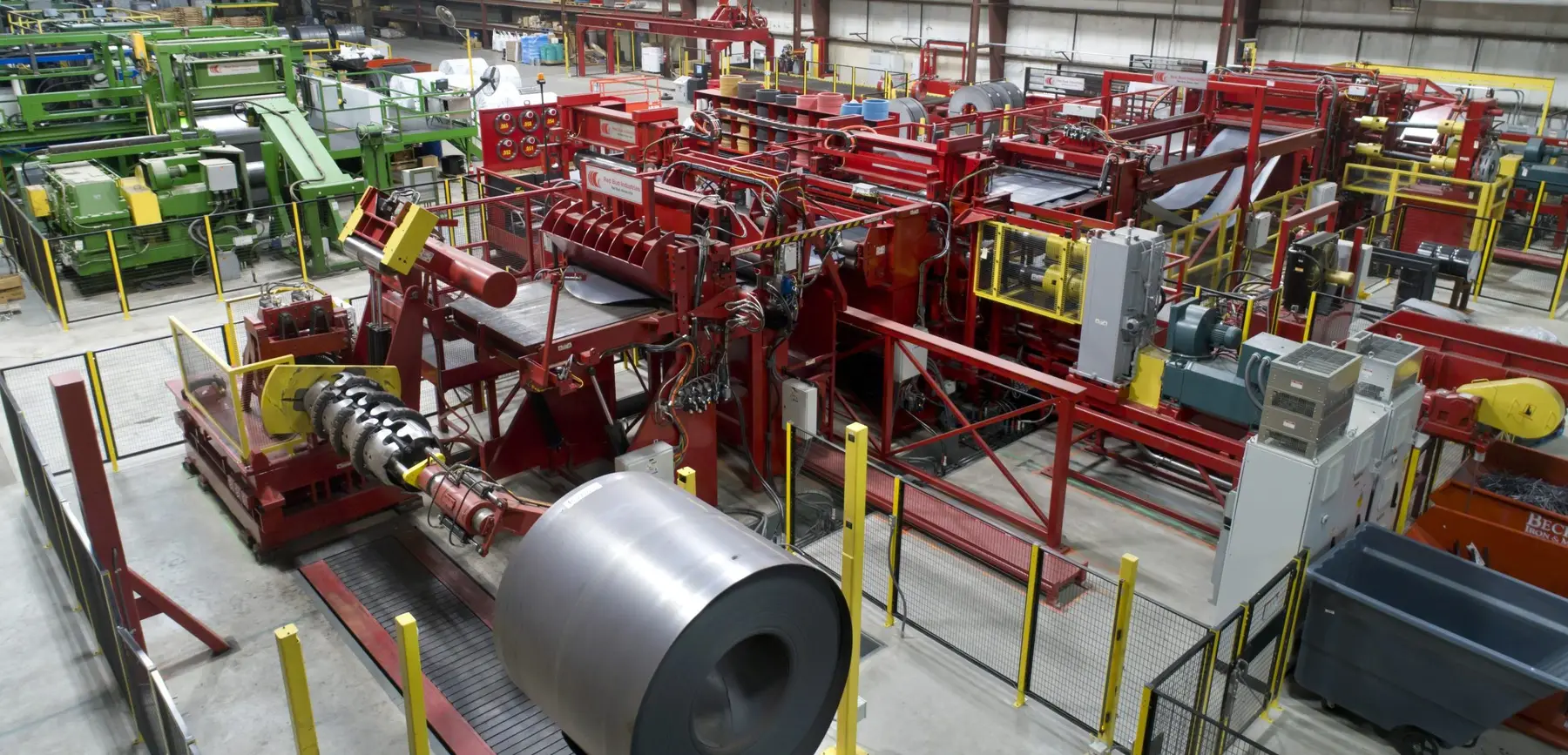 TMW's T22 heavy-gauge slitting line with a master coil at the entry end