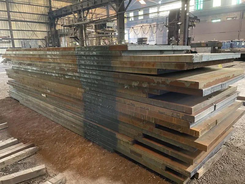 Stack of heavy steel plate in the Tygart Steel plant in McKeesport